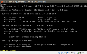 Turnkey corriendo en VirtualBox.