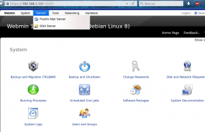 Webmin opción "servers".