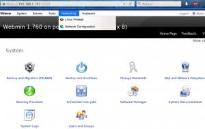 Webmin opción "networking".