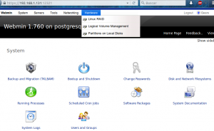 Webmin opción "hardware".