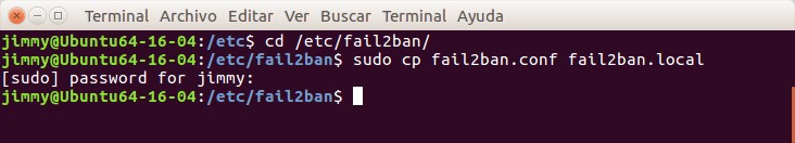 cp fail2ban.conf fail2.local