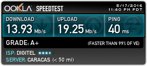 Medición de Con-Café con Digitel 4G en Maracaibo estado Zulia.