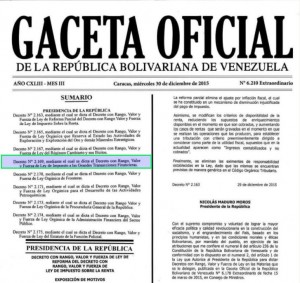 Gaceta Oficial Extraordinario 6210 sumario Impuesto Grandes Transacciones Financieras.