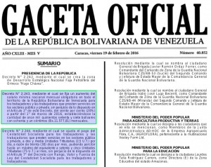 Gaceta Oficial N° 40.852, sumario.