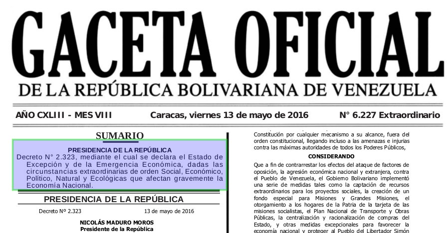 Sumario Gaceta Oficial Extraordinario N° 6.227