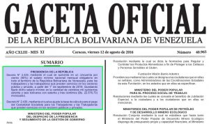 Gaceta oficial 40.695, sumario.