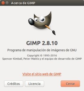 Acerca de GIMP 2.8.10.