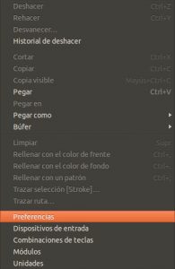 GIMP menú Editar - Preferencias