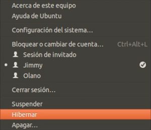 Ubuntu botón para hibernar.