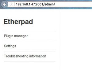 Accediendo como administrador a Etherpad