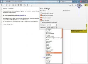 Configurando Etherpad