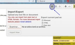 Importando ficheros a un documento Etherpad