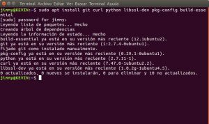 sudo apt install git curl python libssl-dev pkg-config build-essential