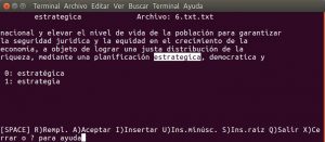 Hunspell sobre un archivo de texto