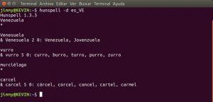 hunspell -d es_VE