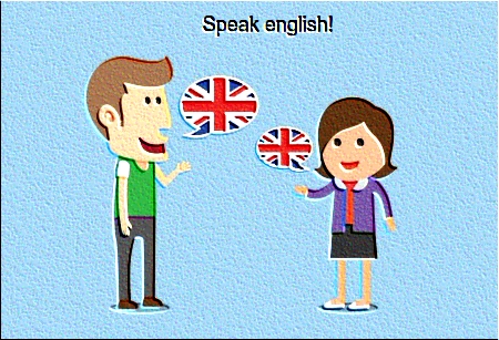 Women and man speaking english.