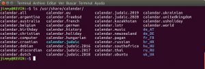 ls usr share calendar