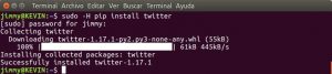 sudo -H pip install twitter