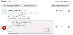 KS7000-ConoceTuIPv4 mensaje de JavaScript