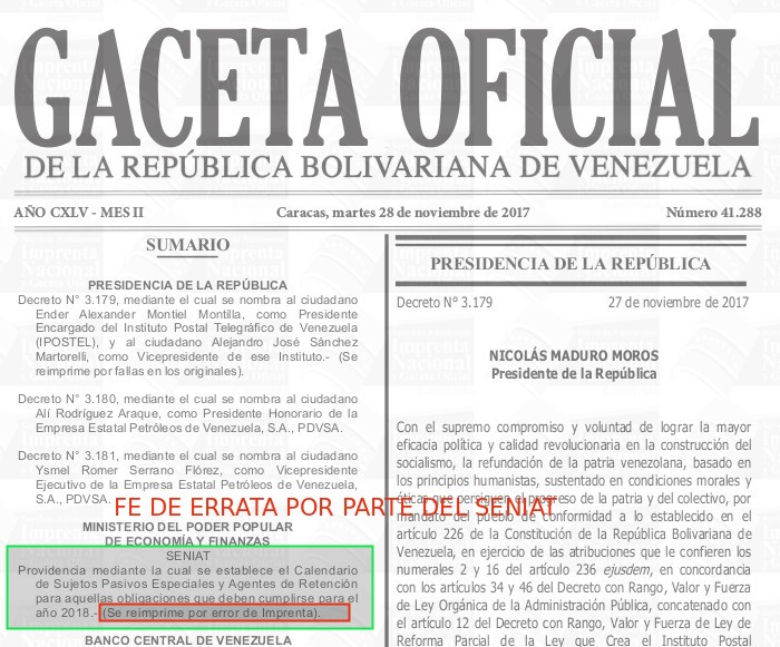 Gaceta Oficial N° 41288 sumario