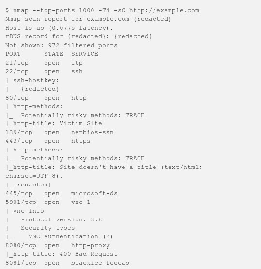 nmap --top-ports 1000 -T4 -sC dominio_web