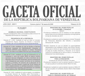 Gaceta Oficial N° 41351 SUMARIO