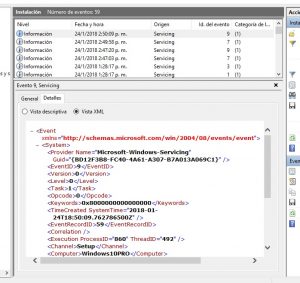 Registro o log al instalar telnet en Windows 10