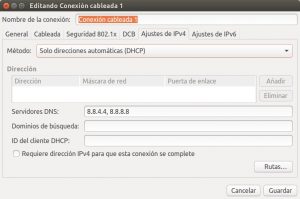 Ubuntu 16 editando conexion cableada