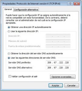 Windows 7 Propiedades Protoclo de Internet versión 4