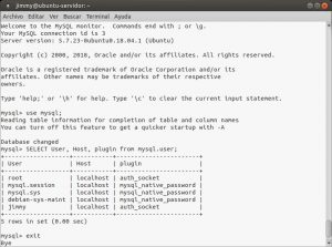 Listando DE NUEVO los usuarios en MySQL y el método de autenticación de cada uno de ellos