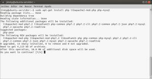sudo apt-get install php libapache2-mod-php php-mysql