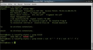 Comandos iwconfig, grep y cut para extraer la ESSID