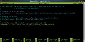 Editando el fichero «exports» en la carpeta «etc»