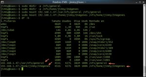 Montando las carpetas NFS del servidor en el cliente