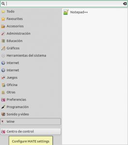 Centro de control en Ubuntu MATE