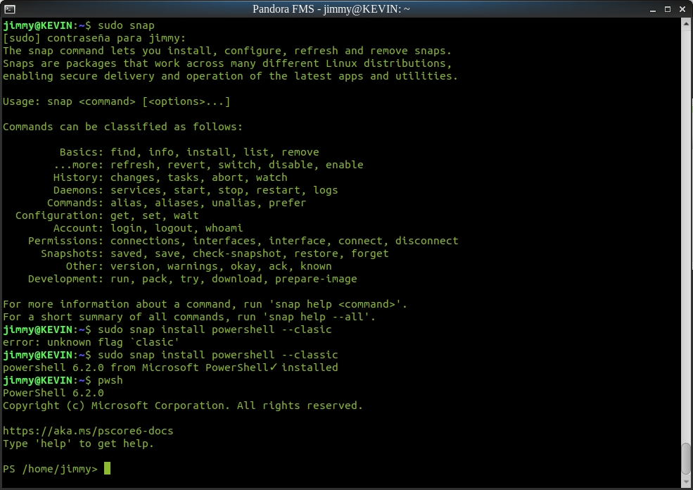 snap install powershell --classic