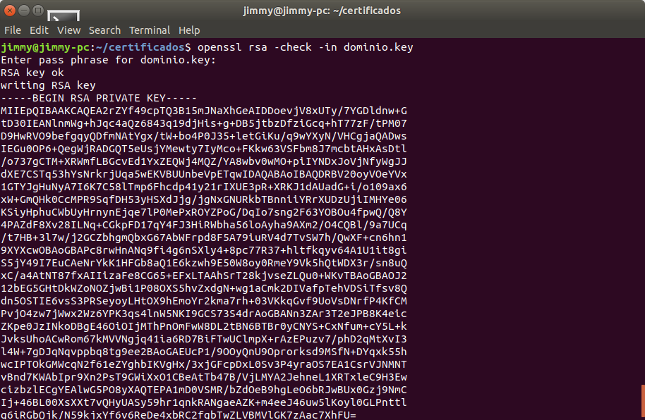 openssl rsa -check -in dominio.key