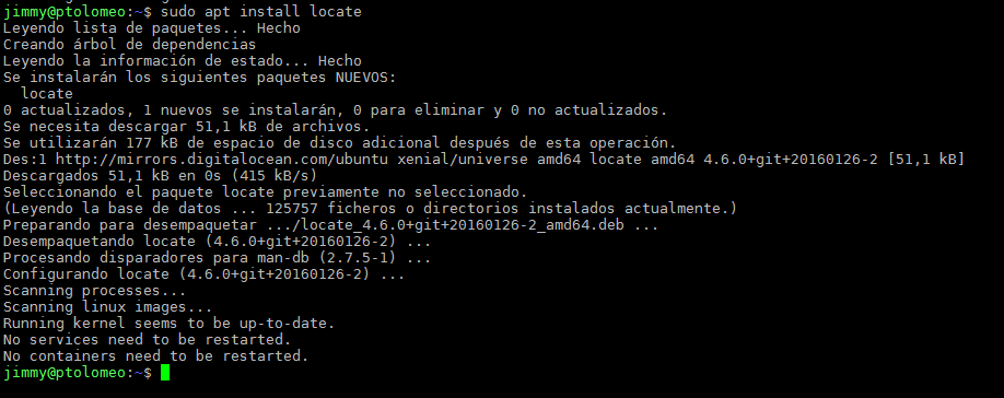 sudo apt install locate