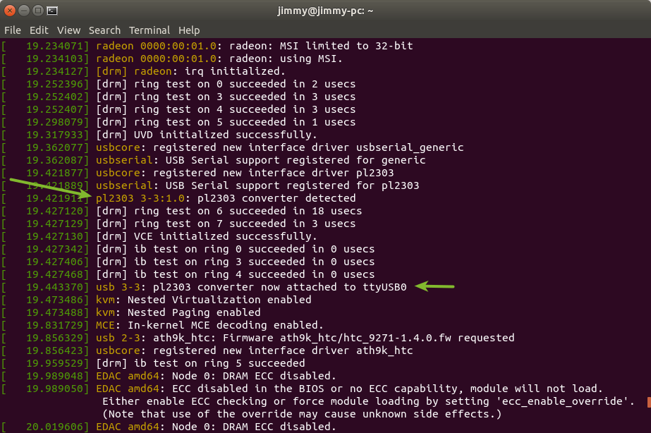sudo modprobe usbserial vendor=067b product=2303