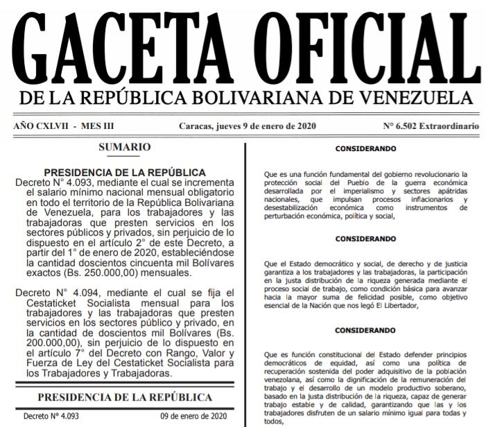 Gaceta Oficial Extraordinario 6.502 sumario 6502