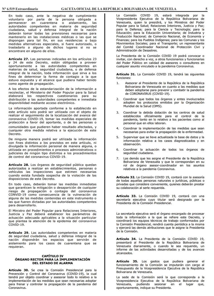 Gaceta Oficial Extraordinario n° 6519 Decreto 4160 estado de alerta considerandos hoja 5