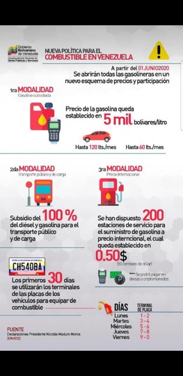 Nueva política para el combustible en Venezuela