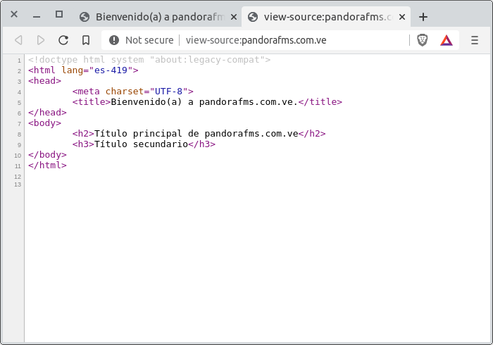 pandorafms.com.ve inspeccionando código html en Brave