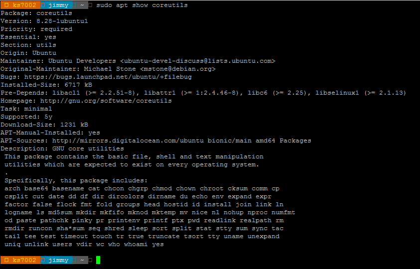 sudo apt show coreutils