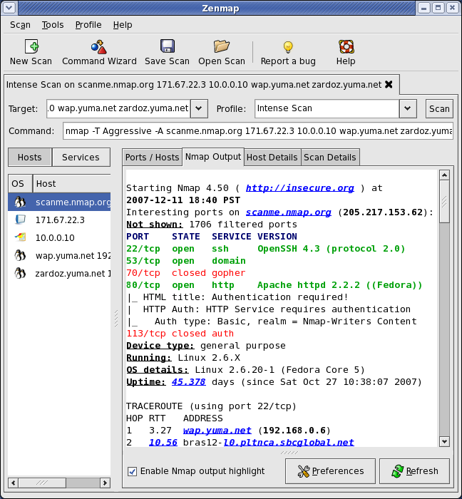 Zenmap utilizando Nmap 4.5 ( https://commons.wikimedia.org/wiki/File:Zenmap_2.png )