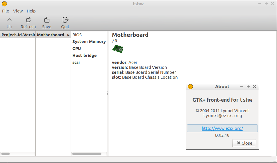 GTK+ front-end for lshw