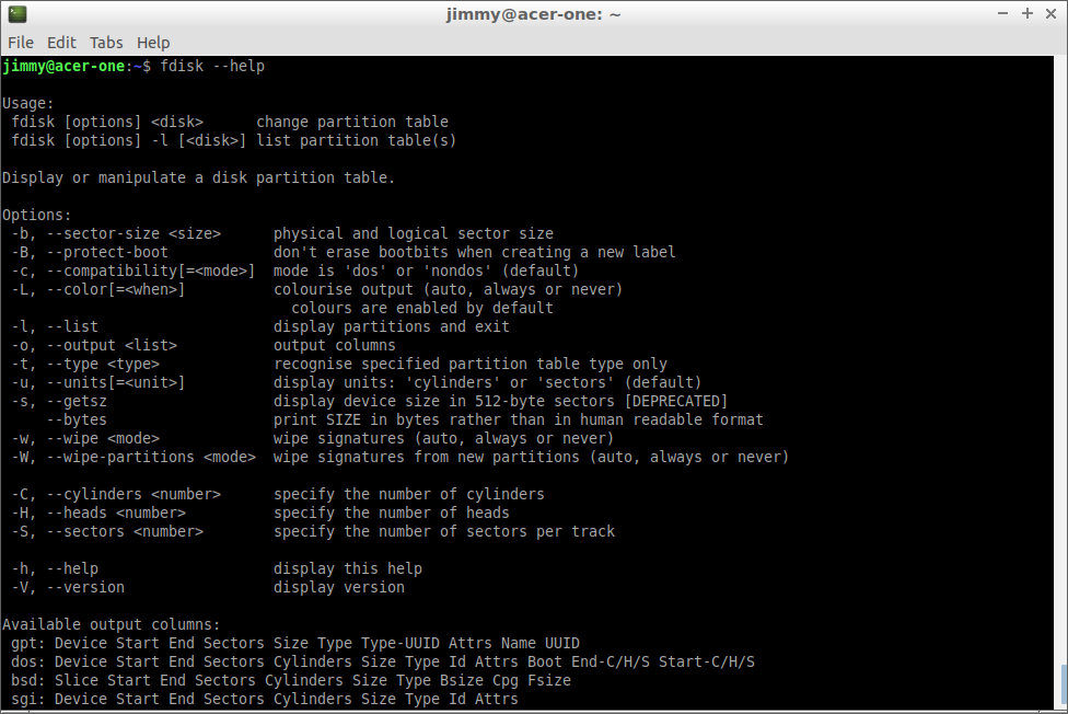 fdisk --help