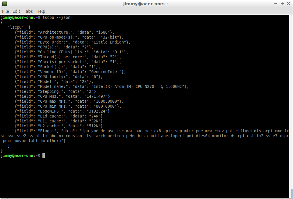 lsscpu -json