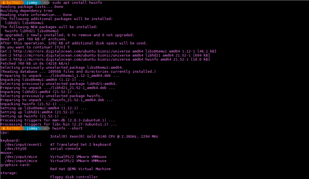 sudo apt install hwinfo